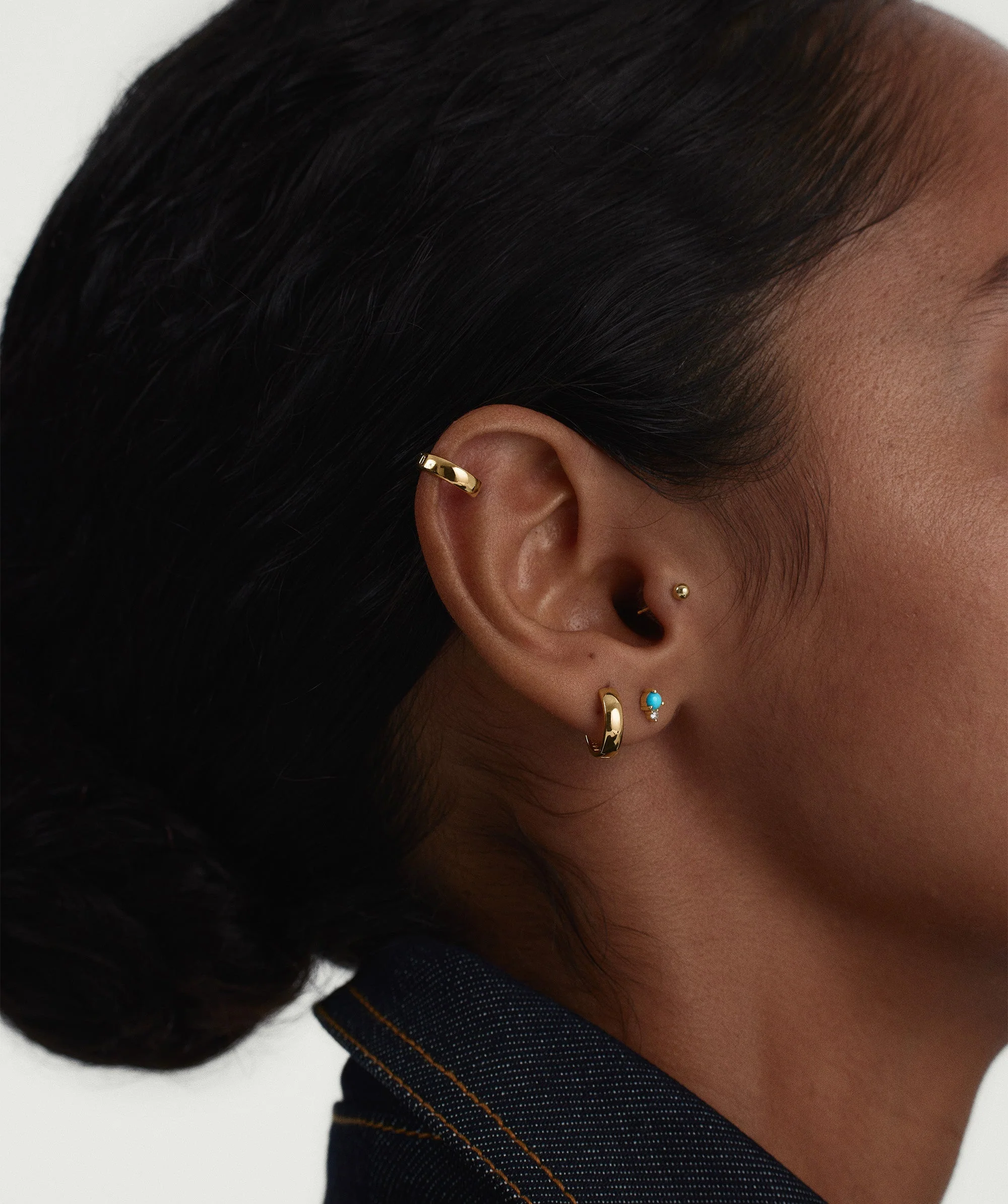 Piercing Studio - Single Turquoise Diamond Droplet Flat Back Stud - Image 4
