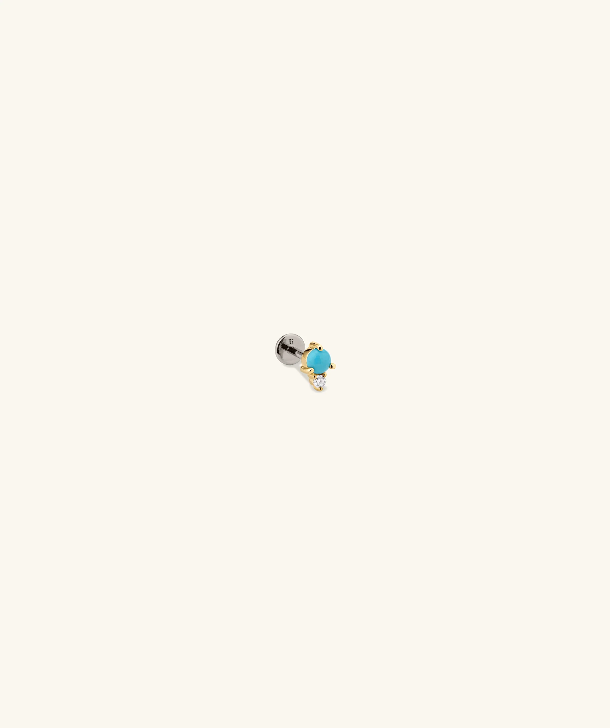 Piercing Studio - Single Turquoise Diamond Droplet Flat Back Stud - Image 5