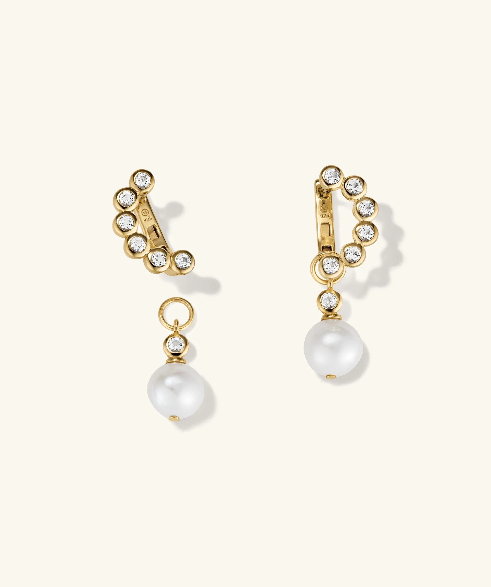 Remy Gemstone Pearl Charm Hoops - Image 3