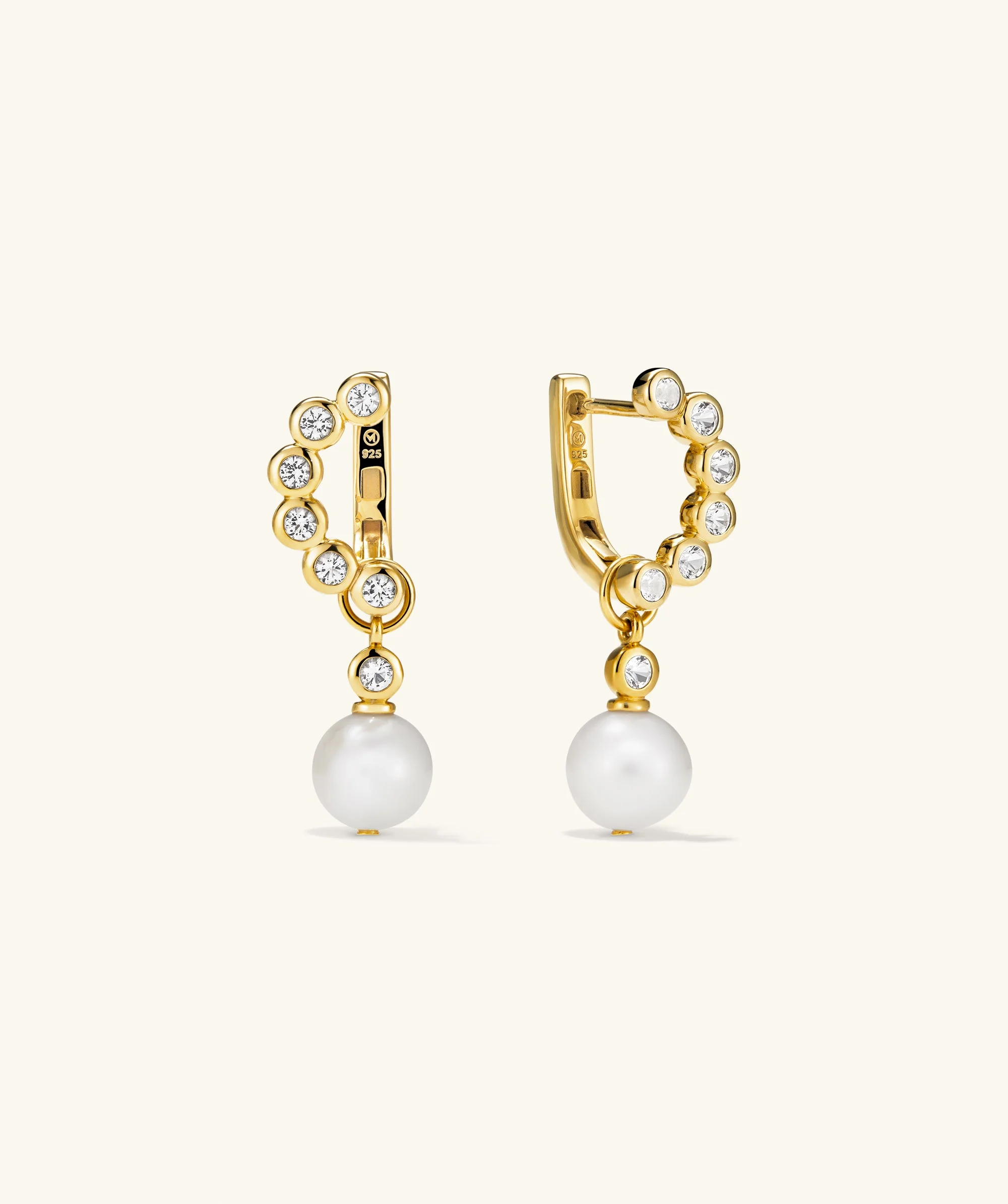 Remy Gemstone Pearl Charm Hoops - Image 4