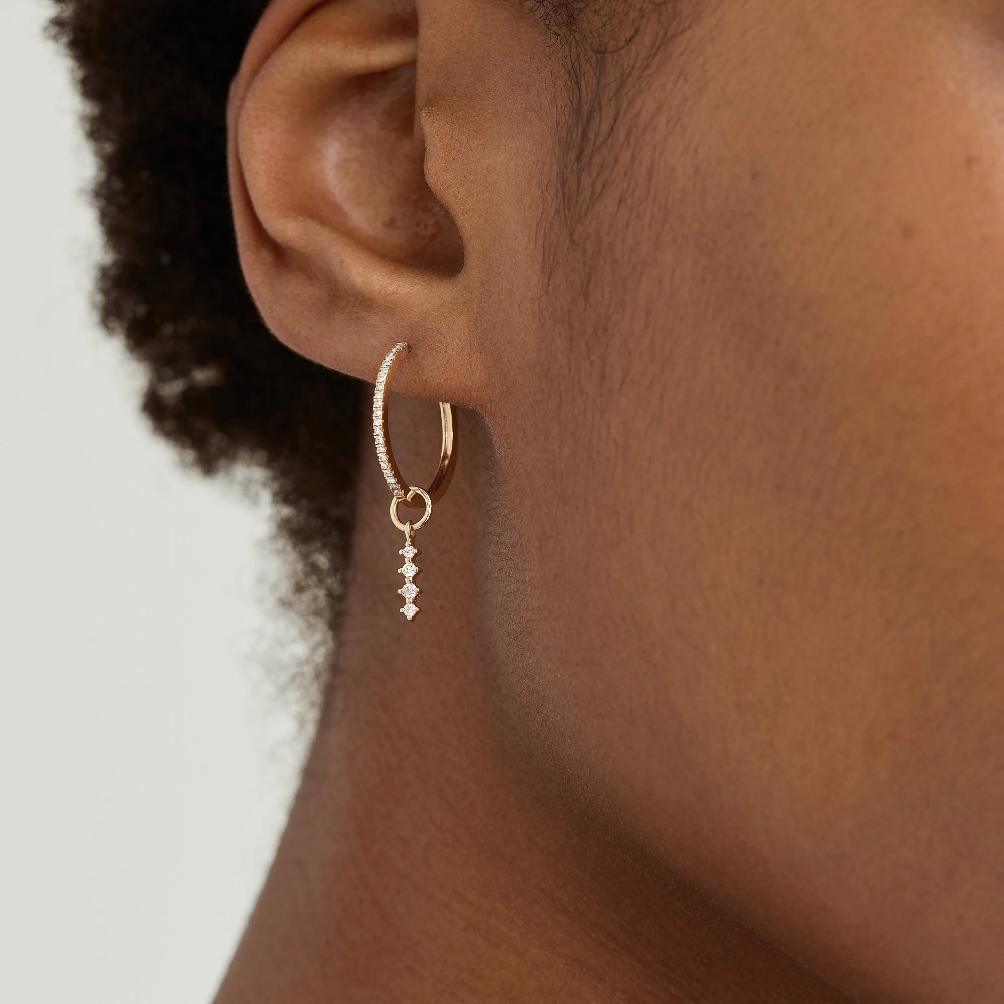 Single Diamond Icicle Hoop Charm - Image 3