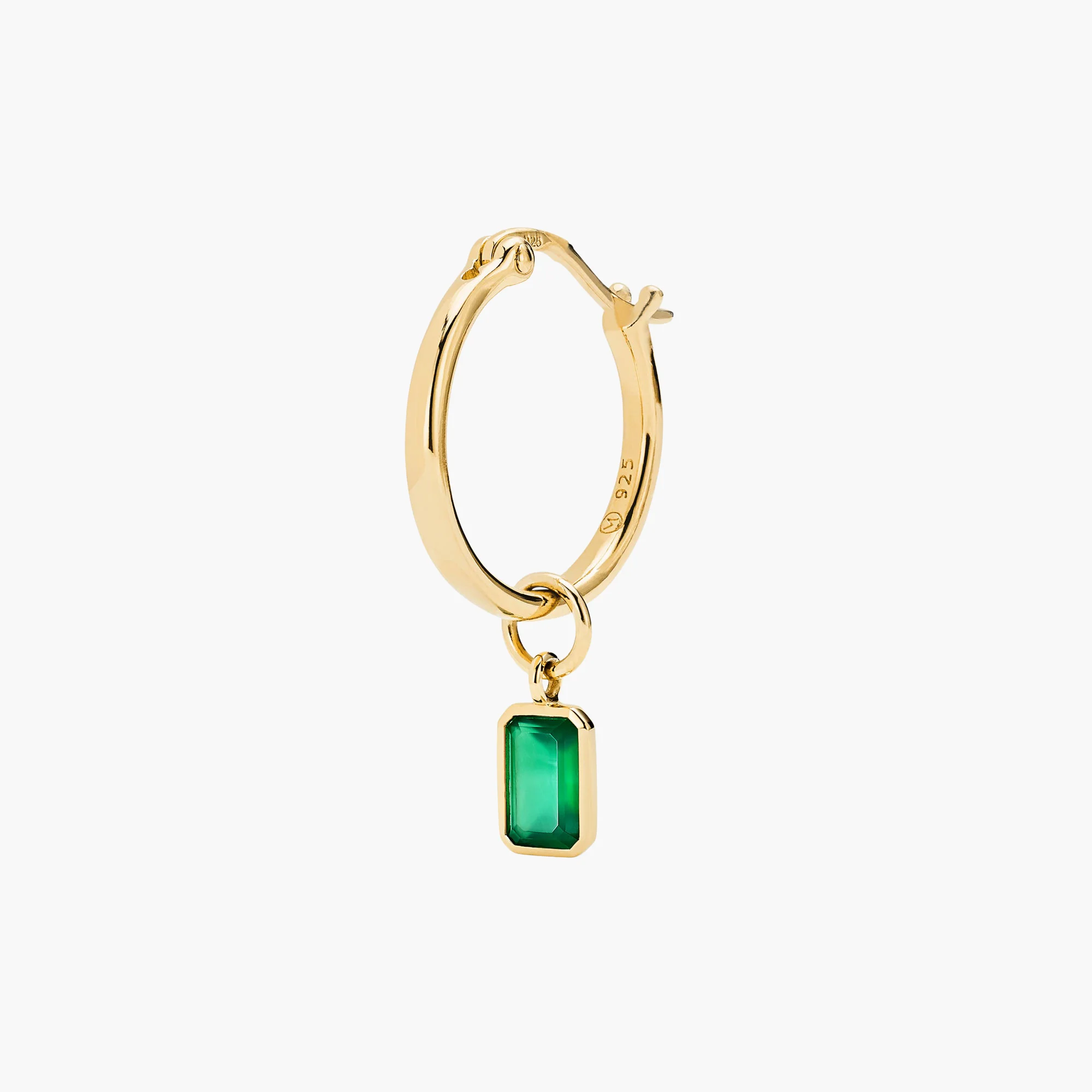 Single Emerald Cut Gemstone Hoop Charm - Image 10