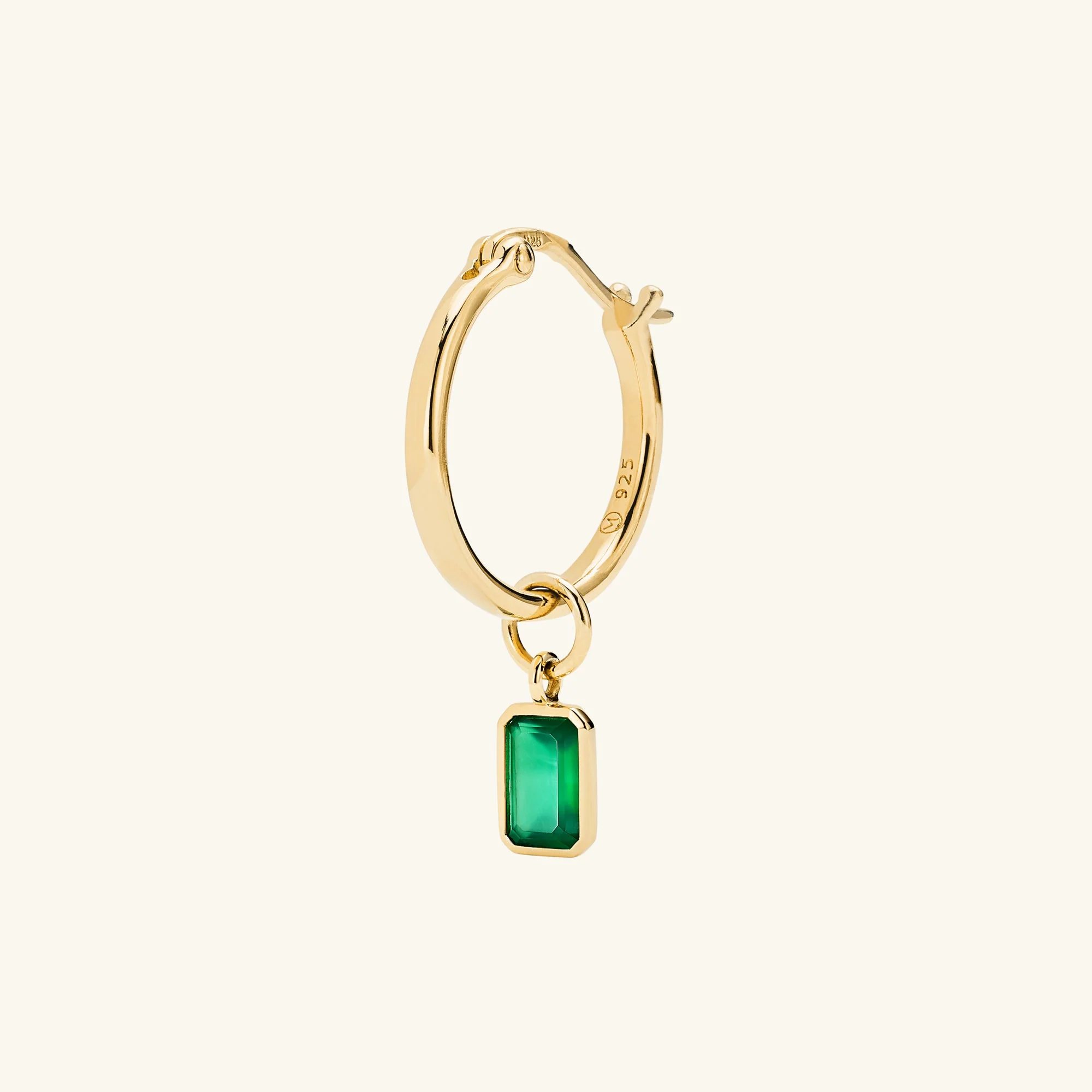 Single Emerald Cut Gemstone Hoop Charm - Image 13