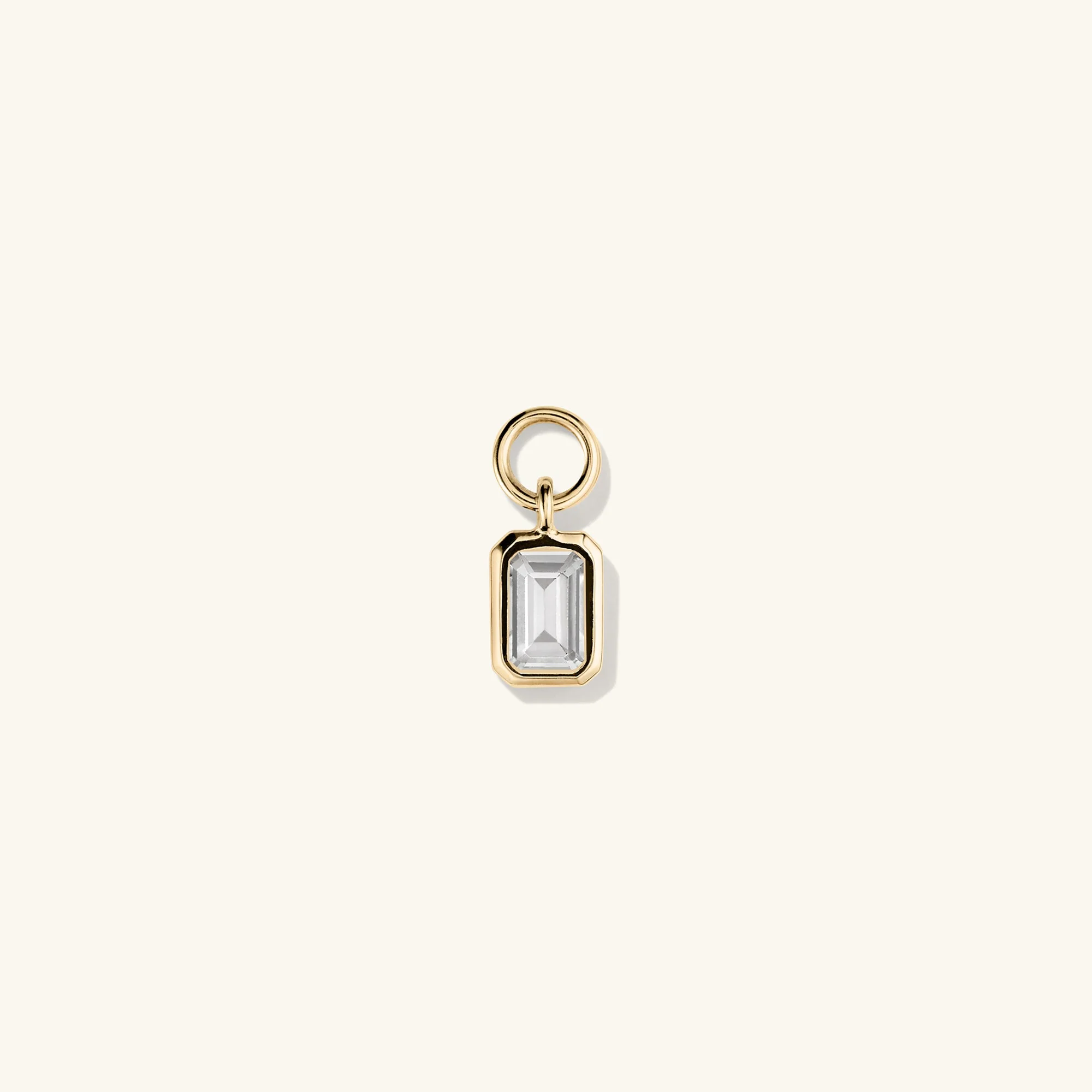 Single Emerald Cut Gemstone Hoop Charm - Image 2