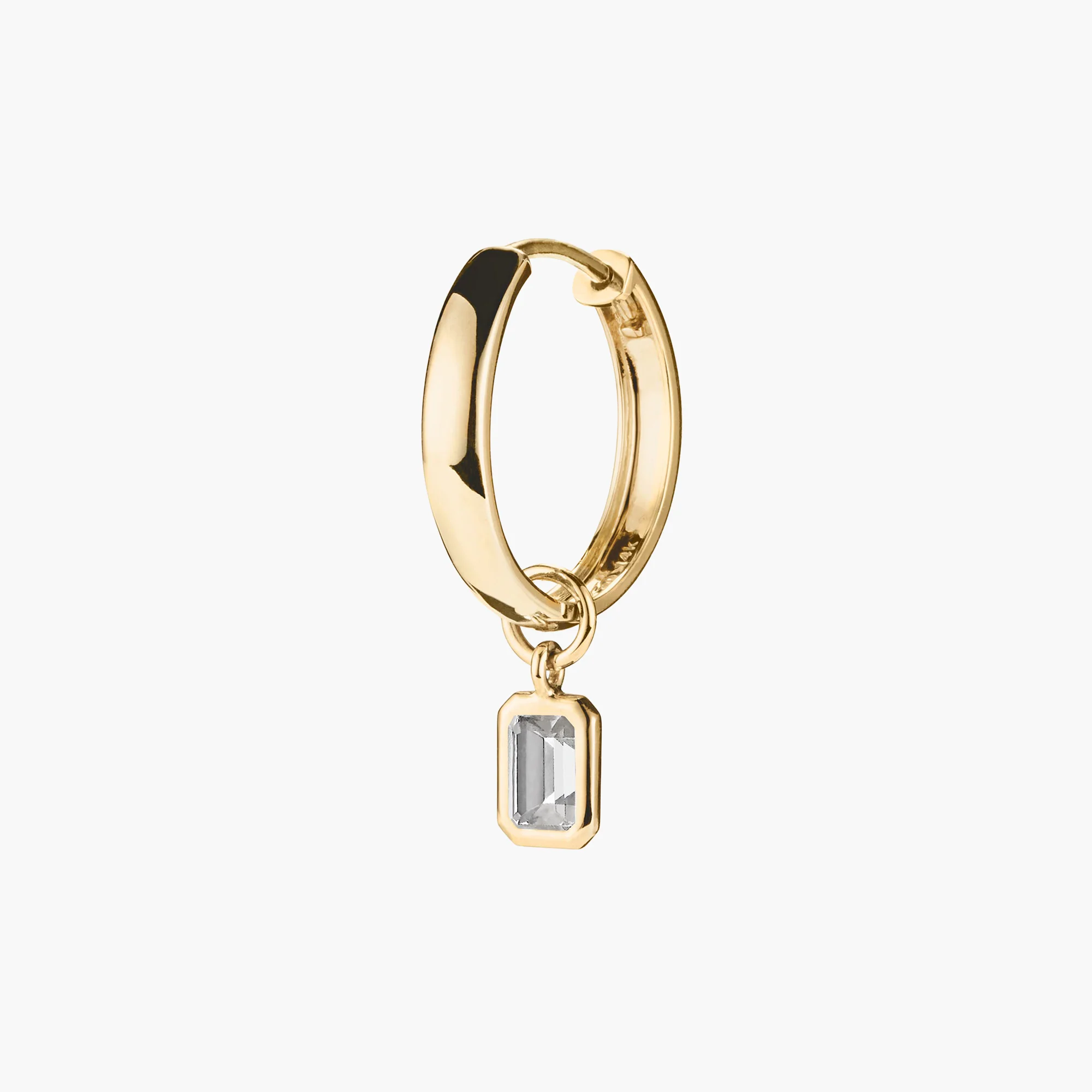 Single Emerald Cut Gemstone Hoop Charm - Image 4