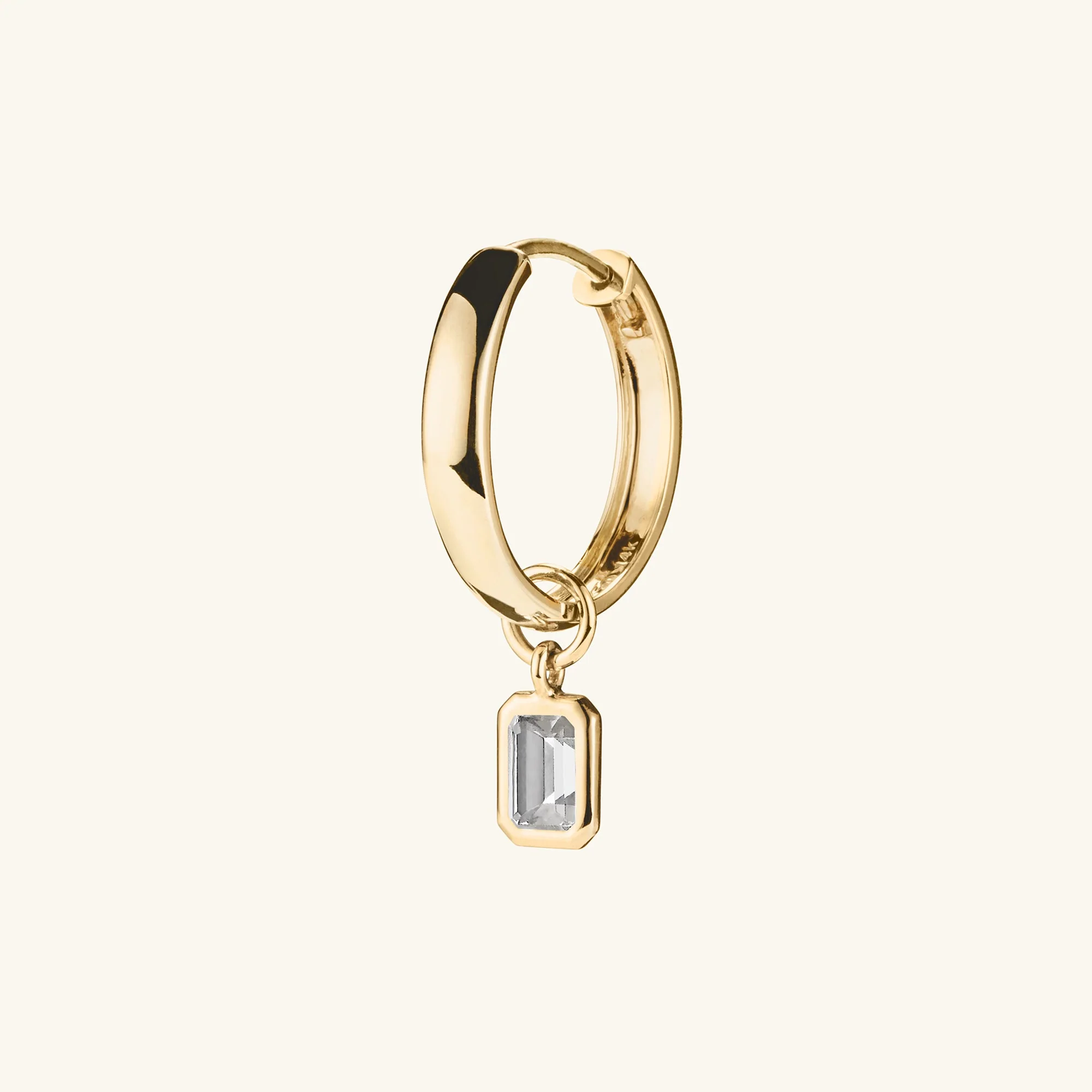 Single Emerald Cut Gemstone Hoop Charm - Image 7
