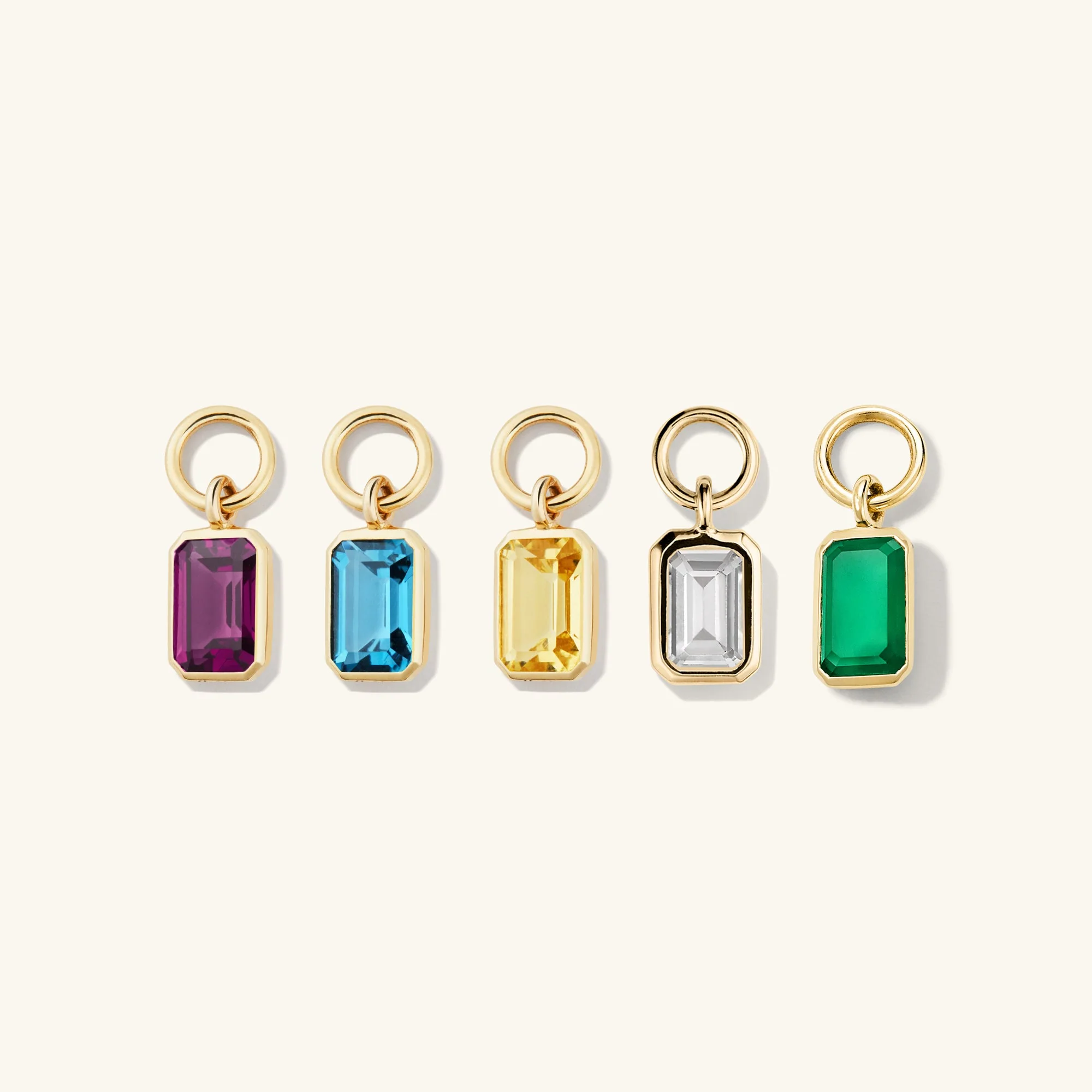 Single Emerald Cut Gemstone Hoop Charm - Image 8