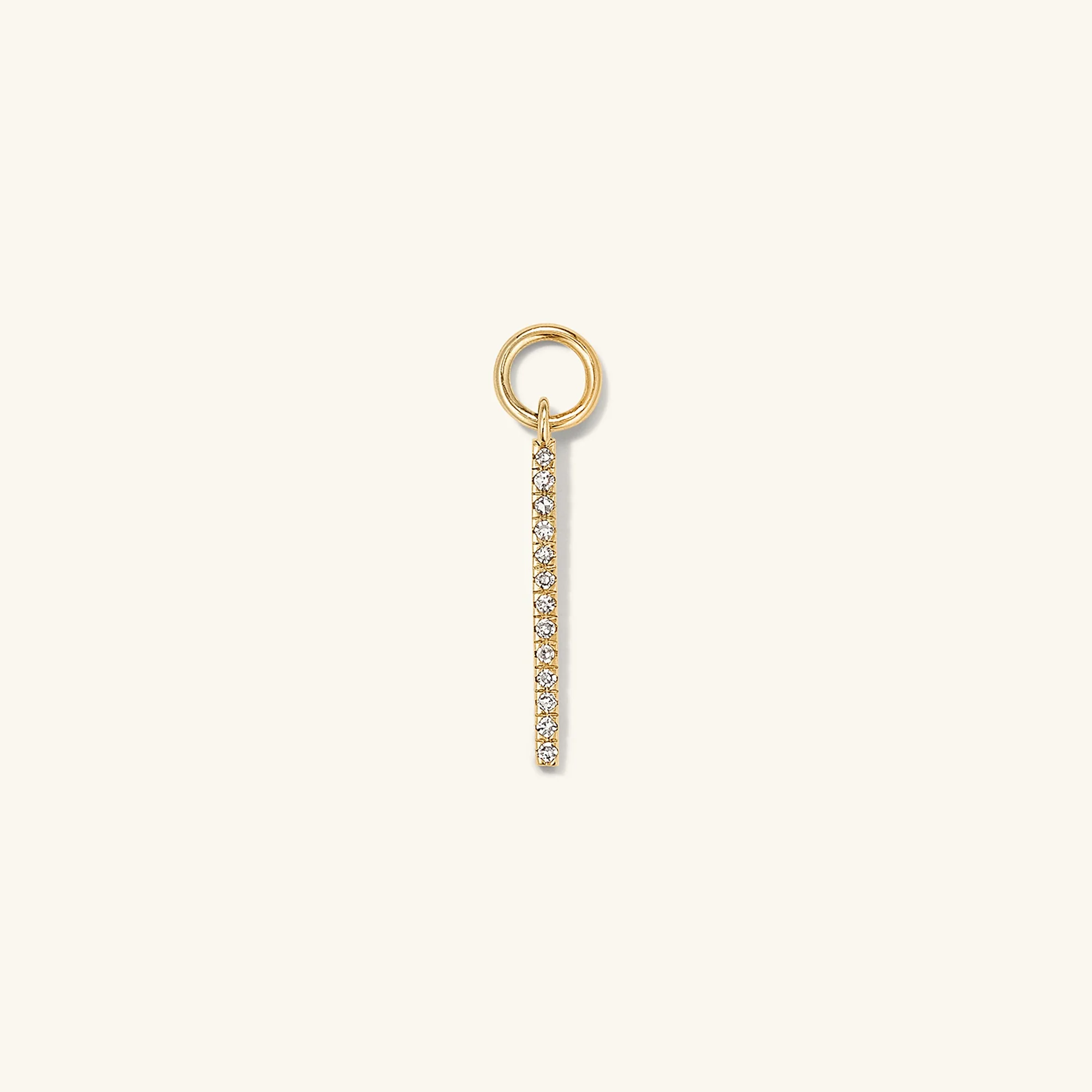 Single Pavé Diamond Bar Hoop Charm - Image 2