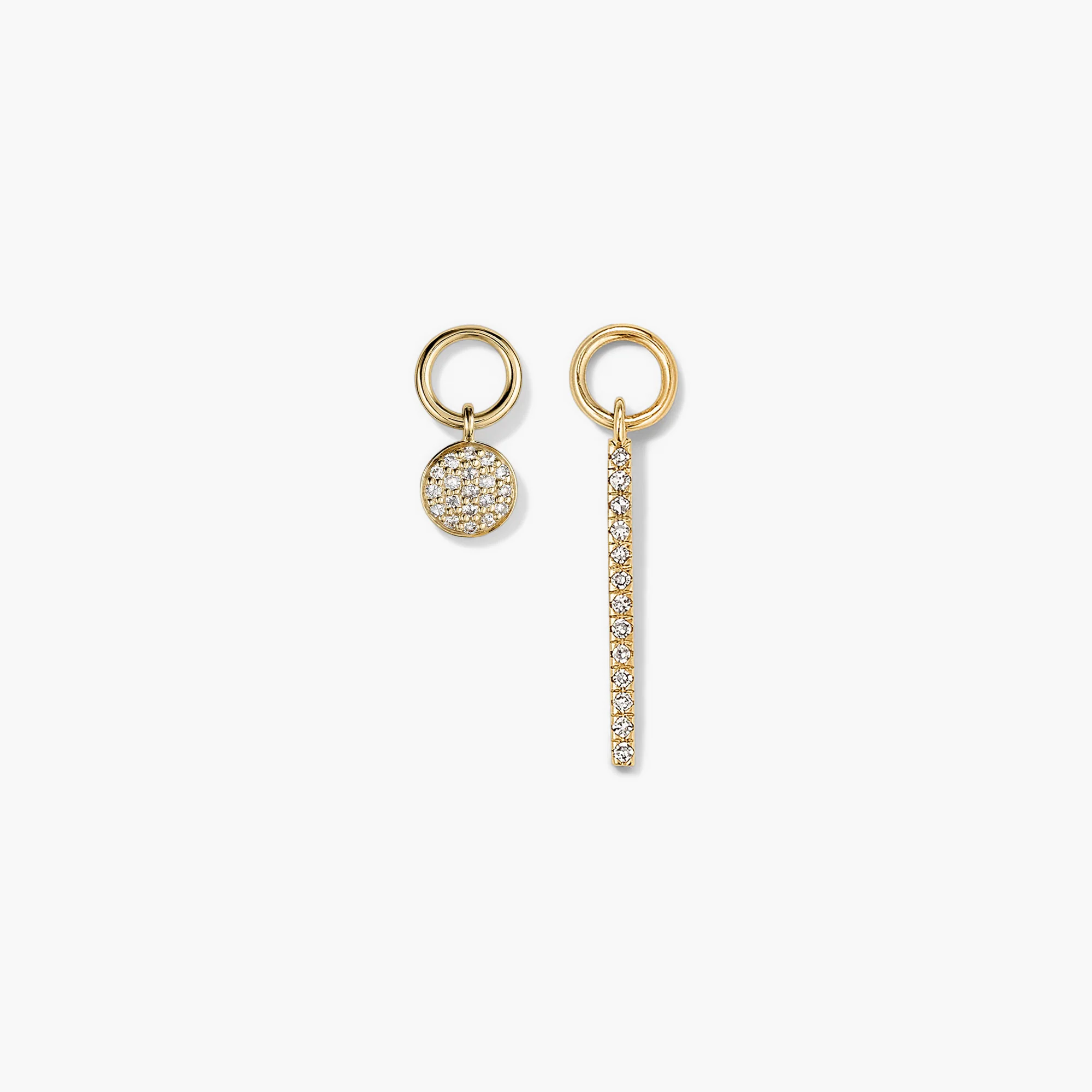 Single Pavé Diamond Bar Hoop Charm - Image 7
