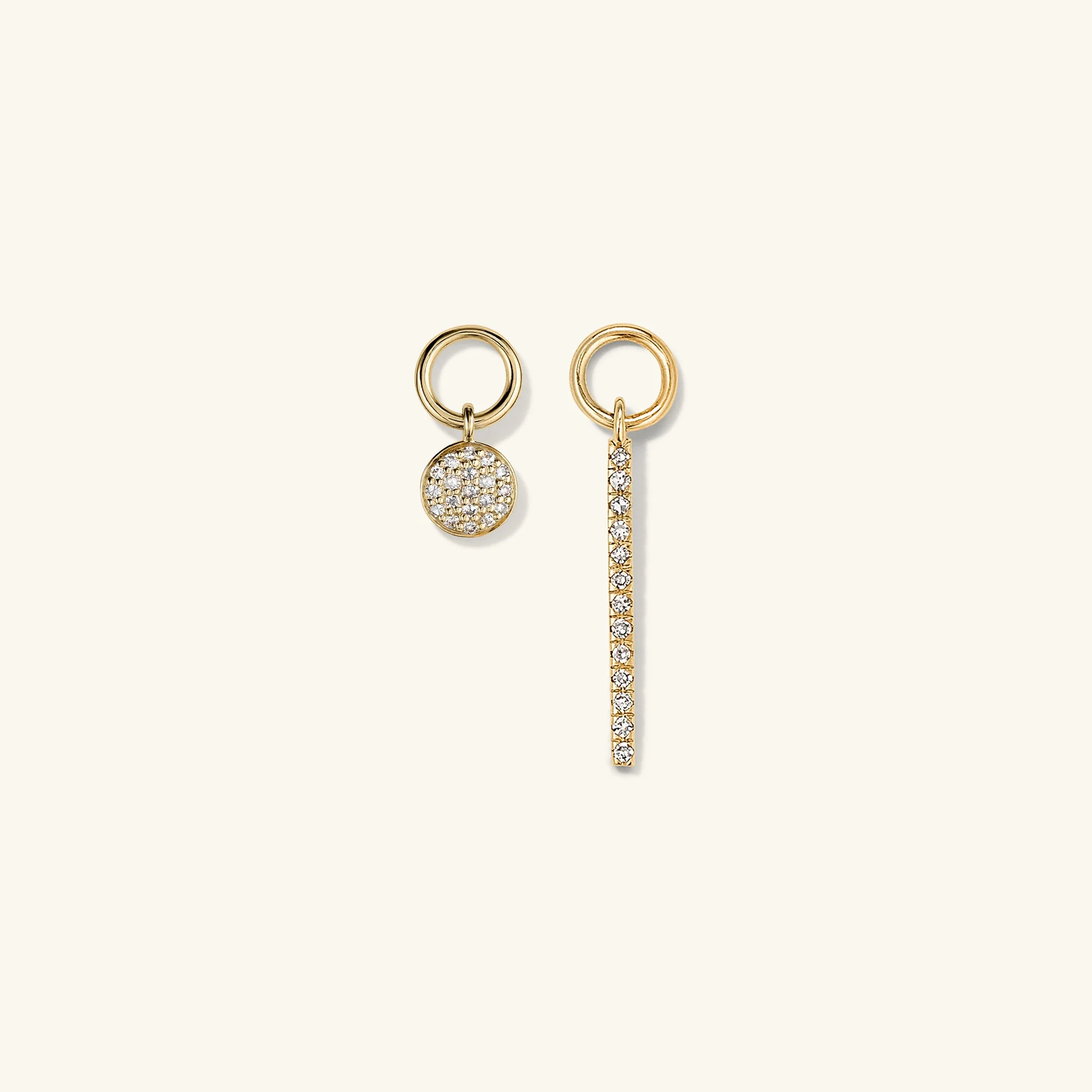 Single Pavé Diamond Bar Hoop Charm - Image 8