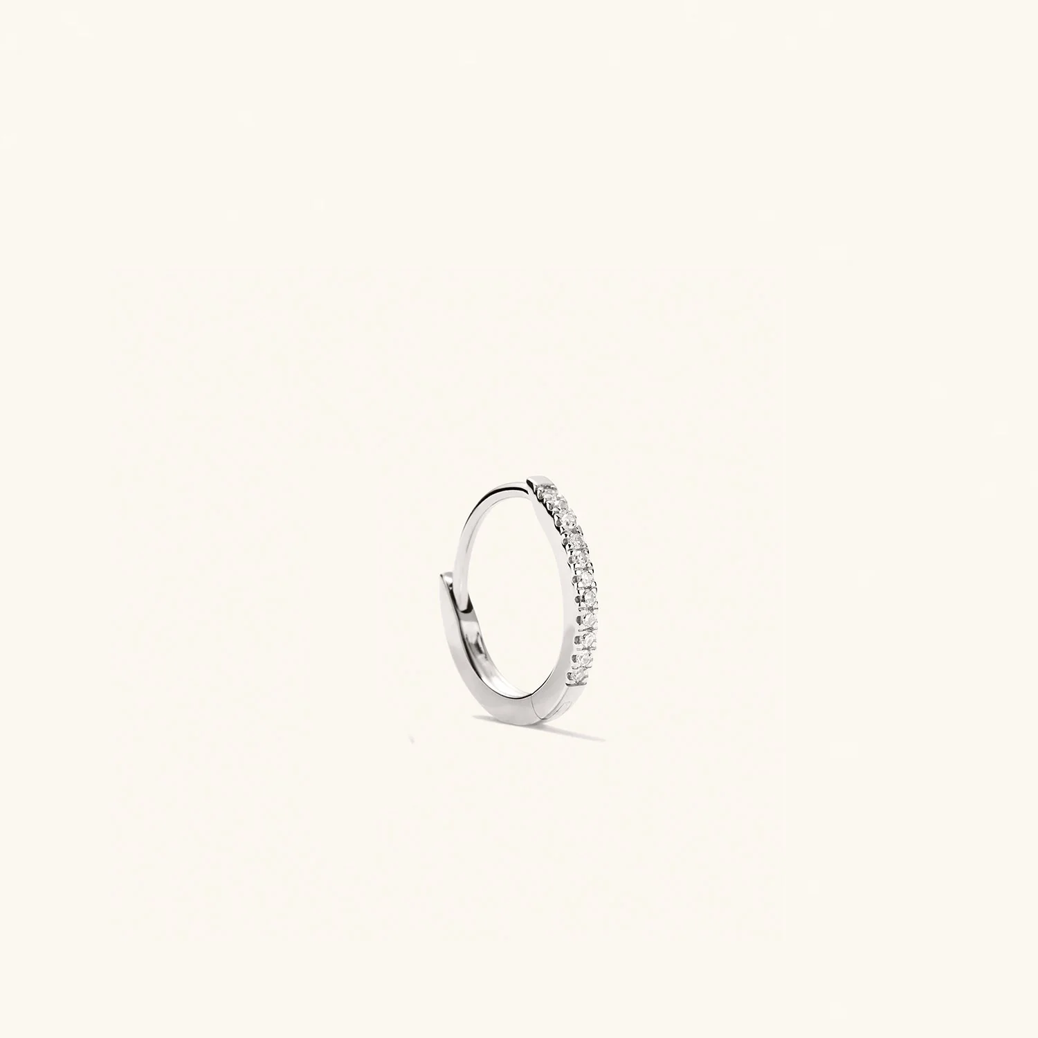 Single Pavé Diamond Huggie Hoop - Image 11