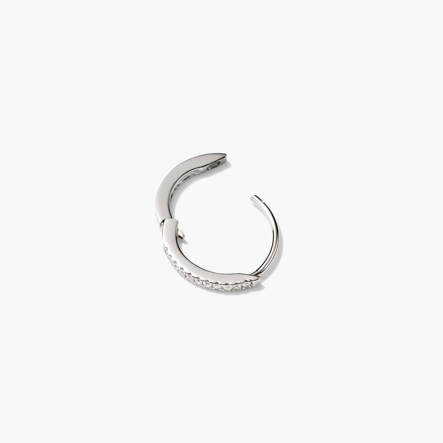 Single Pavé Diamond Huggie Hoop - Image 12