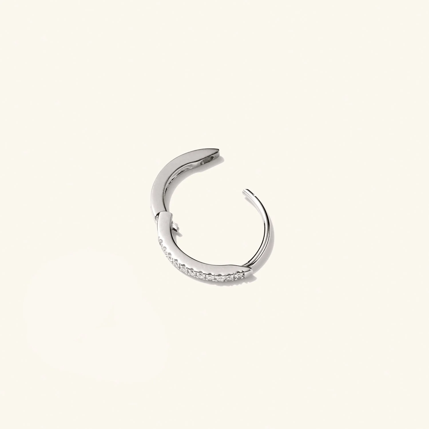 Single Pavé Diamond Huggie Hoop - Image 13