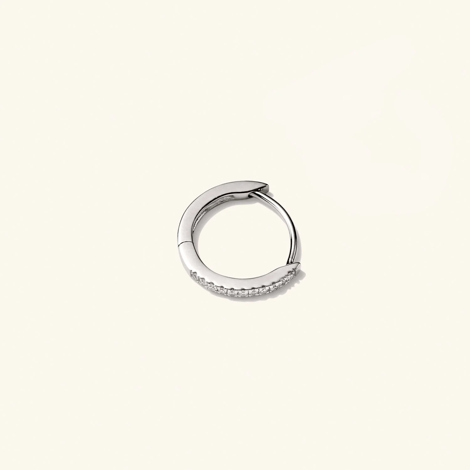 Single Pavé Diamond Huggie Hoop - Image 14