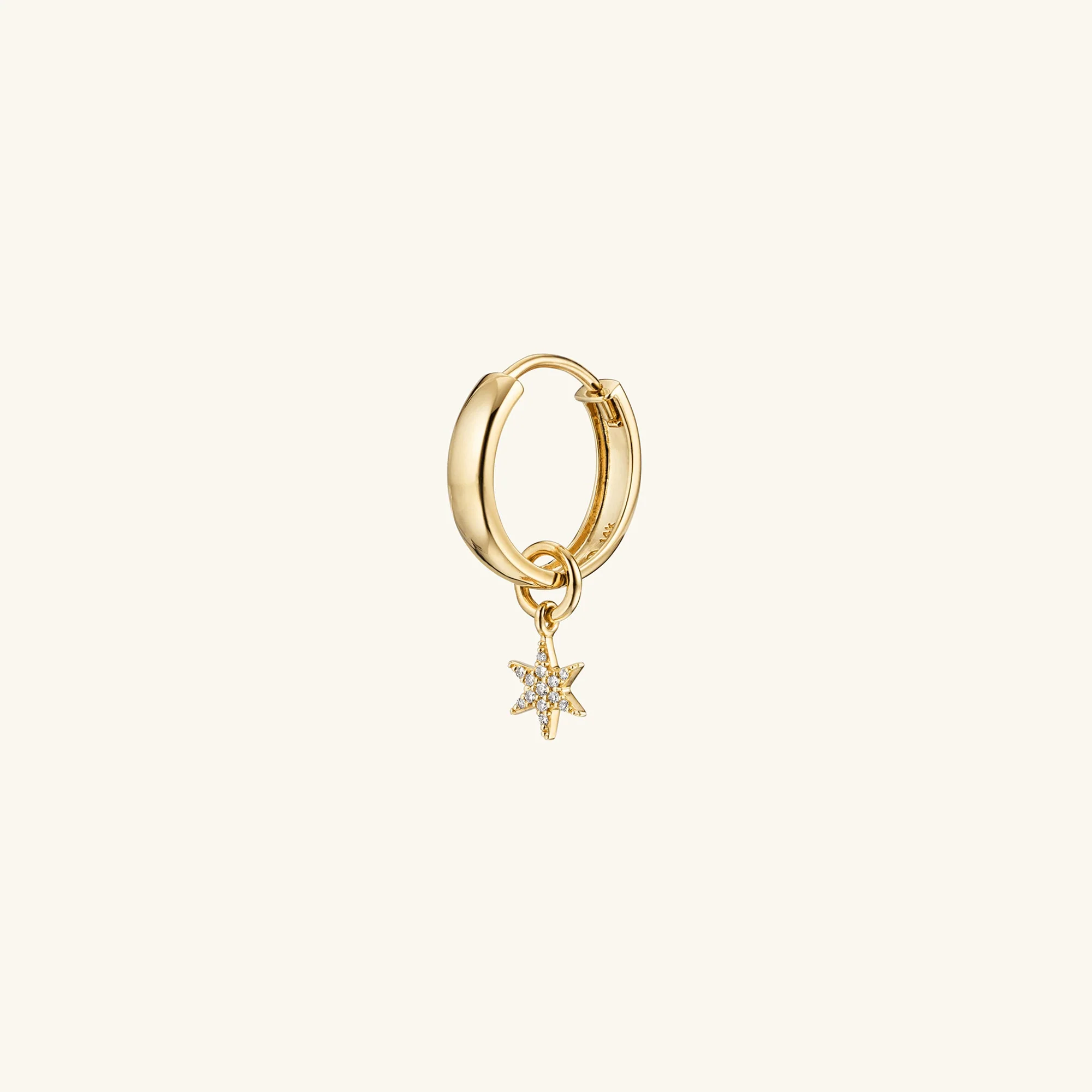 Single Pavé Diamond Star Hoop Charm - Image 7